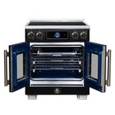 FORNO Maximus 30-Inch Induction Range with 4.32 Cu. Ft. Convection Oven, French Door, 4 Cooking Zones,  Air Sous Vide, Air Fry Basket in Black with Antique Brass Trim (FFSIN0932-30BLK)