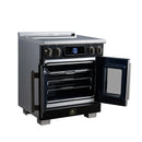 FORNO Maximus 30-Inch Induction Range with 4.32 Cu. Ft. Convection Oven, French Door, 4 Cooking Zones,  Air Sous Vide, Air Fry Basket in Black with Antique Brass Trim (FFSIN0932-30BLK)