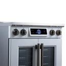 FORNO Maximus 30-Inch Induction Range with 4.32 Cu. Ft. Convection Oven, French Door, 4 Cooking Zones,  Air Sous Vide, Air Fry Basket in White with Antique Brass Trim (FFSIN0932-30WHT)