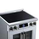 FORNO Maximus 30-Inch Induction Range with 4.32 Cu. Ft. Convection Oven, French Door, 4 Cooking Zones,  Air Sous Vide, Air Fry Basket in White with Antique Brass Trim (FFSIN0932-30WHT)