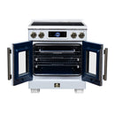 FORNO Maximus 30-Inch Induction Range with 4.32 Cu. Ft. Convection Oven, French Door, 4 Cooking Zones,  Air Sous Vide, Air Fry Basket in White with Antique Brass Trim (FFSIN0932-30WHT)