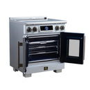 FORNO Maximus 30-Inch Induction Range with 4.32 Cu. Ft. Convection Oven, French Door, 4 Cooking Zones,  Air Sous Vide, Air Fry Basket in White with Antique Brass Trim (FFSIN0932-30WHT)