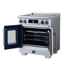 FORNO Maximus 30-Inch Induction Range with 4.32 Cu. Ft. Convection Oven, French Door, 4 Cooking Zones,  Air Sous Vide, Air Fry Basket in White with Antique Brass Trim (FFSIN0932-30WHT)