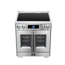 FORNO Maximus 30-Inch Induction Range with 4.32 Cu. Ft. Convection Oven, French Door, 4 Cooking Zones,  Air Sous Vide, Air Fry Basket in Stainless Steel (FFSIN0932-30)