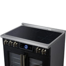 FORNO Maximus 36-Inch Induction Range with 5.36 Cu. Ft. Convection Oven, French Door, 5 Cooking Zones,  Air Sous Vide, Air Fry Basket in Black with Antique Brass Trim (FFSIN0932-36BLK)