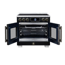 FORNO Maximus 36-Inch Induction Range with 5.36 Cu. Ft. Convection Oven, French Door, 5 Cooking Zones,  Air Sous Vide, Air Fry Basket in Black with Antique Brass Trim (FFSIN0932-36BLK)