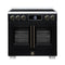 FORNO Maximus 36-Inch Induction Range with 5.36 Cu. Ft. Convection Oven, French Door, 5 Cooking Zones,  Air Sous Vide, Air Fry Basket in Black with Antique Brass Trim (FFSIN0932-36BLK)