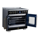 FORNO Maximus 36-Inch Induction Range with 5.36 Cu. Ft. Convection Oven, French Door, 5 Cooking Zones,  Air Sous Vide, Air Fry Basket in Black with Antique Brass Trim (FFSIN0932-36BLK)