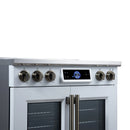 FORNO Maximus 36-Inch Induction Range with 5.36 Cu. Ft. Convection Oven, French Door, 5 Cooking Zones,  Air Sous Vide, Air Fry Basket in White with Antique Brass Trim (FFSIN0932-36WHT)