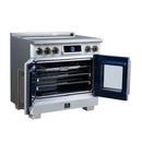 FORNO Maximus 36-Inch Induction Range with 5.36 Cu. Ft. Convection Oven, French Door, 5 Cooking Zones,  Air Sous Vide, Air Fry Basket in White with Antique Brass Trim (FFSIN0932-36WHT)