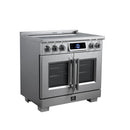 FORNO Maximus 36-Inch Induction Range with 5.36 Cu. Ft. Convection Oven, French Door, 5 Cooking Zones,  Air Sous Vide, Air Fry Basket in Stainless Steel (FFSIN0932-36)