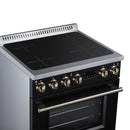 FORNO Torino 30-Inch Induction Range with 4.32 Cu. Ft. True Convection Oven, 8800W Cooktop,  Air Fry, Air Sous Vide, Smudge Resistant in Black with Antique Brass Trim (FFSIN0936-30BLK)