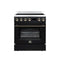 FORNO Torino 30-Inch Induction Range with 4.32 Cu. Ft. True Convection Oven, 8800W Cooktop,  Air Fry, Air Sous Vide, Smudge Resistant in Black with Antique Brass Trim (FFSIN0936-30BLK)