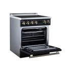 FORNO Torino 30-Inch Induction Range with 4.32 Cu. Ft. True Convection Oven, 8800W Cooktop,  Air Fry, Air Sous Vide, Smudge Resistant in Black with Antique Brass Trim (FFSIN0936-30BLK)
