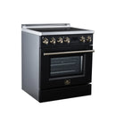 FORNO Torino 30-Inch Induction Range with 4.32 Cu. Ft. True Convection Oven, 8800W Cooktop,  Air Fry, Air Sous Vide, Smudge Resistant in Black with Antique Brass Trim (FFSIN0936-30BLK)