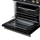 FORNO Torino 30-Inch Induction Range with 4.32 Cu. Ft. True Convection Oven, 8800W Cooktop,  Air Fry, Air Sous Vide, Smudge Resistant in Black with Antique Brass Trim (FFSIN0936-30BLK)
