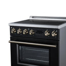 FORNO Torino 30-Inch Induction Range with 4.32 Cu. Ft. True Convection Oven, 8800W Cooktop,  Air Fry, Air Sous Vide, Smudge Resistant in Black with Antique Brass Trim (FFSIN0936-30BLK)