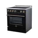 FORNO Torino 30-Inch Induction Range with 4.32 Cu. Ft. True Convection Oven, 8800W Cooktop,  Air Fry, Air Sous Vide, Smudge Resistant in Black with Antique Brass Trim (FFSIN0936-30BLK)