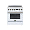 FORNO Torino 30-Inch Induction Range with 4.32 Cu. Ft. True Convection Oven, 8800W Cooktop,  Air Fry, Air Sous Vide, Smudge Resistant in White with Antique Brass Trim (FFSIN0936-30WHT)