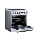 FORNO Torino 30-Inch Induction Range with 4.32 Cu. Ft. True Convection Oven, 8800W Cooktop,  Air Fry, Air Sous Vide, Smudge Resistant in White with Antique Brass Trim (FFSIN0936-30WHT)