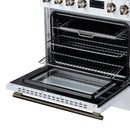 FORNO Torino 30-Inch Induction Range with 4.32 Cu. Ft. True Convection Oven, 8800W Cooktop,  Air Fry, Air Sous Vide, Smudge Resistant in White with Antique Brass Trim (FFSIN0936-30WHT)