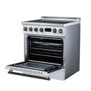 FORNO Torino 30-Inch Induction Range with 4.32 Cu. Ft. True Convection Oven, 8800W Cooktop,  Air Fry, Air Sous Vide, Smudge Resistant in White with Antique Brass Trim (FFSIN0936-30WHT)