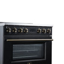 FORNO Torino 36-Inch Induction Range with 5.36 Cu. Ft. True Convection Oven, 10900W Cooktop, Air Fry, Air Sous Vide, Smudge Resistant in Black with Antique Brass Trim (FFSIN0936-36BLK)