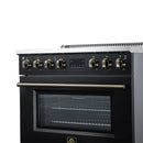 FORNO Torino 36-Inch Induction Range with 5.36 Cu. Ft. True Convection Oven, 10900W Cooktop, Air Fry, Air Sous Vide, Smudge Resistant in Black with Antique Brass Trim (FFSIN0936-36BLK)