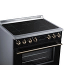 FORNO Torino 36-Inch Induction Range with 5.36 Cu. Ft. True Convection Oven, 10900W Cooktop, Air Fry, Air Sous Vide, Smudge Resistant in Black with Antique Brass Trim (FFSIN0936-36BLK)