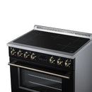 FORNO Torino 36-Inch Induction Range with 5.36 Cu. Ft. True Convection Oven, 10900W Cooktop, Air Fry, Air Sous Vide, Smudge Resistant in Black with Antique Brass Trim (FFSIN0936-36BLK)