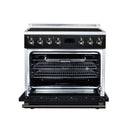 FORNO Torino 36-Inch Induction Range with 5.36 Cu. Ft. True Convection Oven, 10900W Cooktop, Air Fry, Air Sous Vide, Smudge Resistant in Black with Antique Brass Trim (FFSIN0936-36BLK)