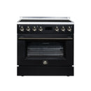FORNO Torino 36-Inch Induction Range with 5.36 Cu. Ft. True Convection Oven, 10900W Cooktop, Air Fry, Air Sous Vide, Smudge Resistant in Black with Antique Brass Trim (FFSIN0936-36BLK)