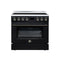 FORNO Torino 36-Inch Induction Range with 5.36 Cu. Ft. True Convection Oven, 10900W Cooktop, Air Fry, Air Sous Vide, Smudge Resistant in Black with Antique Brass Trim (FFSIN0936-36BLK)