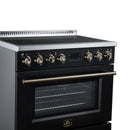 FORNO Torino 36-Inch Induction Range with 5.36 Cu. Ft. True Convection Oven, 10900W Cooktop, Air Fry, Air Sous Vide, Smudge Resistant in Black with Antique Brass Trim (FFSIN0936-36BLK)