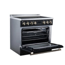 FORNO Torino 36-Inch Induction Range with 5.36 Cu. Ft. True Convection Oven, 10900W Cooktop, Air Fry, Air Sous Vide, Smudge Resistant in Black with Antique Brass Trim (FFSIN0936-36BLK)