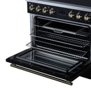 FORNO Torino 36-Inch Induction Range with 5.36 Cu. Ft. True Convection Oven, 10900W Cooktop, Air Fry, Air Sous Vide, Smudge Resistant in Black with Antique Brass Trim (FFSIN0936-36BLK)