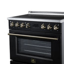 FORNO Torino 36-Inch Induction Range with 5.36 Cu. Ft. True Convection Oven, 10900W Cooktop, Air Fry, Air Sous Vide, Smudge Resistant in Black with Antique Brass Trim (FFSIN0936-36BLK)