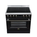 FORNO Torino 36-Inch Induction Range with 5.36 Cu. Ft. True Convection Oven, 10900W Cooktop, Air Fry, Air Sous Vide, Smudge Resistant in Black with Antique Brass Trim (FFSIN0936-36BLK)