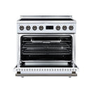 FORNO Torino 36-Inch Induction Range with 5.36 Cu. Ft. True Convection Oven, 10900W Cooktop, Air Fry, Air Sous Vide, Smudge Resistant in White with Antique Brass Trim (FFSIN0936-36WHT)