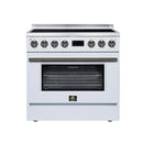 FORNO Torino 36-Inch Induction Range with 5.36 Cu. Ft. True Convection Oven, 10900W Cooktop, Air Fry, Air Sous Vide, Smudge Resistant in White with Antique Brass Trim (FFSIN0936-36WHT)