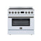 FORNO Torino 36-Inch Induction Range with 5.36 Cu. Ft. True Convection Oven, 10900W Cooktop, Air Fry, Air Sous Vide, Smudge Resistant in White with Antique Brass Trim (FFSIN0936-36WHT)