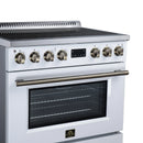 FORNO Torino 36-Inch Induction Range with 5.36 Cu. Ft. True Convection Oven, 10900W Cooktop, Air Fry, Air Sous Vide, Smudge Resistant in White with Antique Brass Trim (FFSIN0936-36WHT)