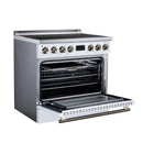 FORNO Torino 36-Inch Induction Range with 5.36 Cu. Ft. True Convection Oven, 10900W Cooktop, Air Fry, Air Sous Vide, Smudge Resistant in White with Antique Brass Trim (FFSIN0936-36WHT)