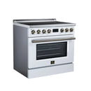 FORNO Torino 36-Inch Induction Range with 5.36 Cu. Ft. True Convection Oven, 10900W Cooktop, Air Fry, Air Sous Vide, Smudge Resistant in White with Antique Brass Trim (FFSIN0936-36WHT)