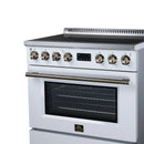 FORNO Torino 36-Inch Induction Range with 5.36 Cu. Ft. True Convection Oven, 10900W Cooktop, Air Fry, Air Sous Vide, Smudge Resistant in White with Antique Brass Trim (FFSIN0936-36WHT)