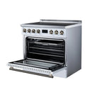 FORNO Torino 36-Inch Induction Range with 5.36 Cu. Ft. True Convection Oven, 10900W Cooktop, Air Fry, Air Sous Vide, Smudge Resistant in White with Antique Brass Trim (FFSIN0936-36WHT)