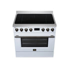 FORNO Torino 36-Inch Induction Range with 5.36 Cu. Ft. True Convection Oven, 10900W Cooktop, Air Fry, Air Sous Vide, Smudge Resistant in White with Antique Brass Trim (FFSIN0936-36WHT)