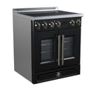 FORNO Torino 30-Inch 4.32 Cu. Ft. French Door Induction Range with True Convection, Air Fry and Sous Vide in Black 240V (FFSIN0950-30BLK)