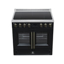 FORNO Torino 36-Inch 5.36 Cu. Ft. French Door Induction Range with True Convection, Air Fry and Sous Vide in Black 240V (FFSIN0950-36BLK)