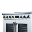 FORNO Torino 36-Inch 5.36 Cu. Ft. French Door Induction Range with True Convection, Air Fry and Sous Vide in White 240V (FFSIN0950-36WHT)
